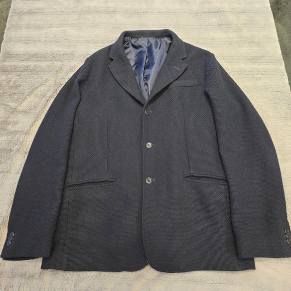 Trussardi Jeans Other - Trussardi Jeans Mens Navy Blue Wool Blend Blazer SportCoat Size 54 Made in Italy